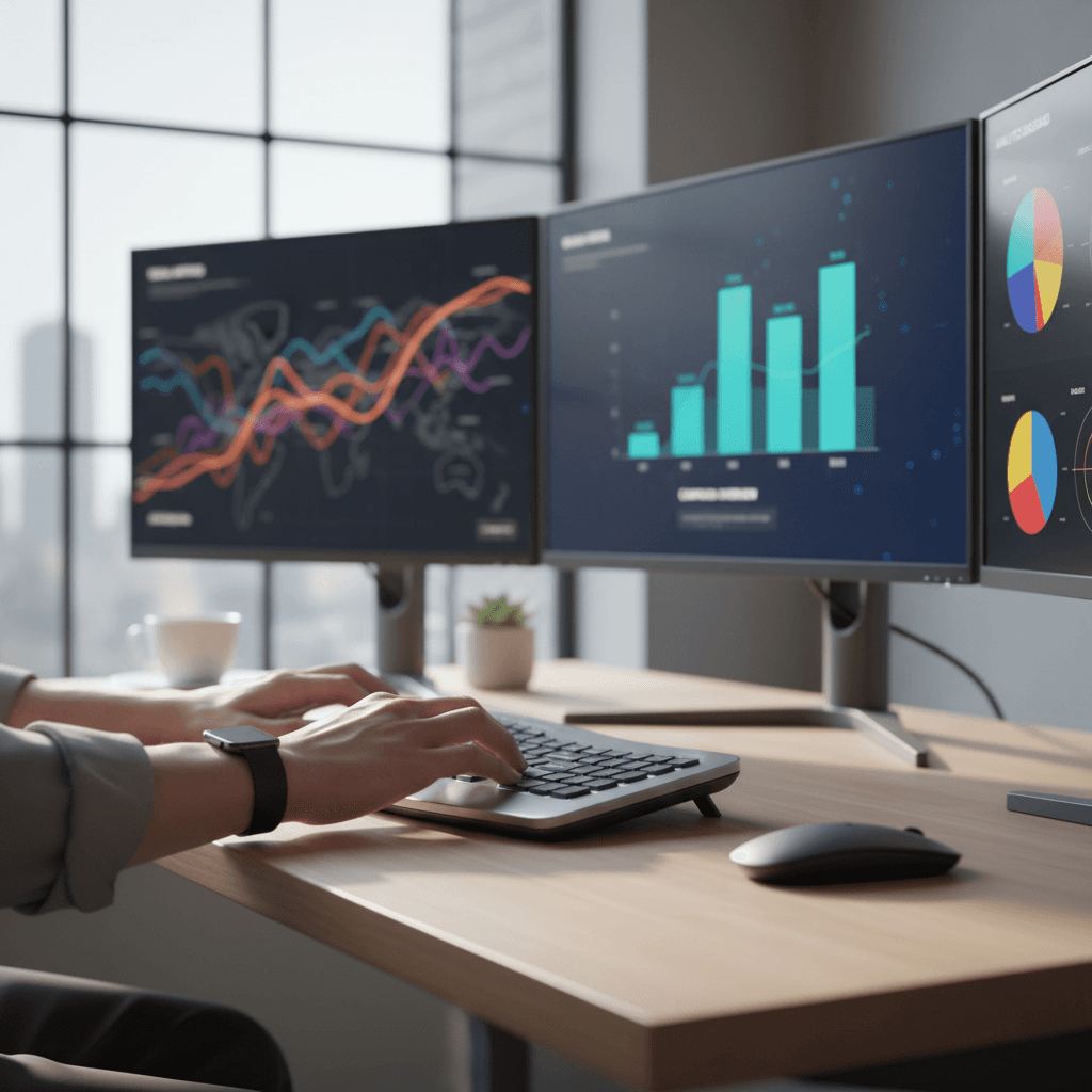 Digital marketer analyzing campaign performance on computer